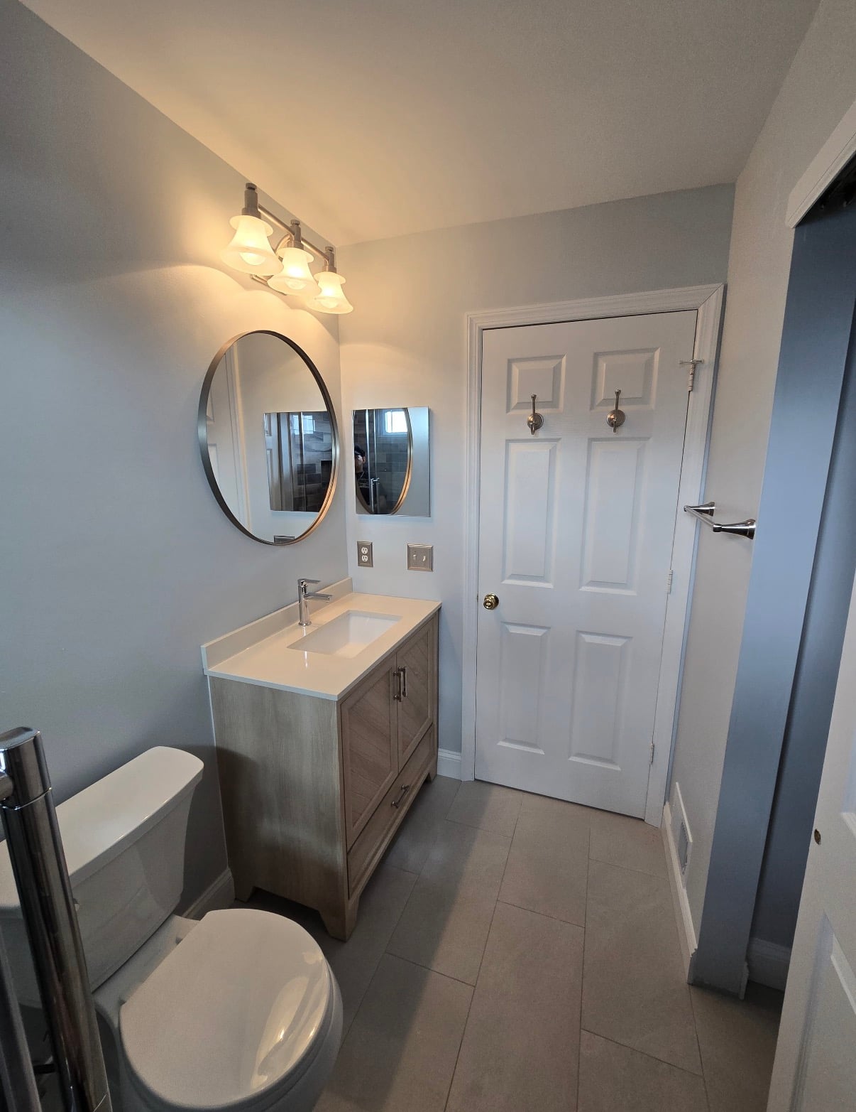 Tile and vanity selections for a basement bathroom in a Burlington County NJ basement finish